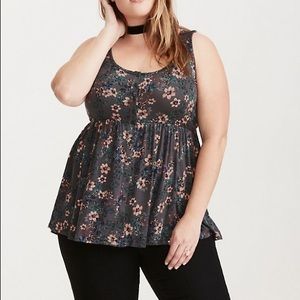 Floral cotton babydoll tee